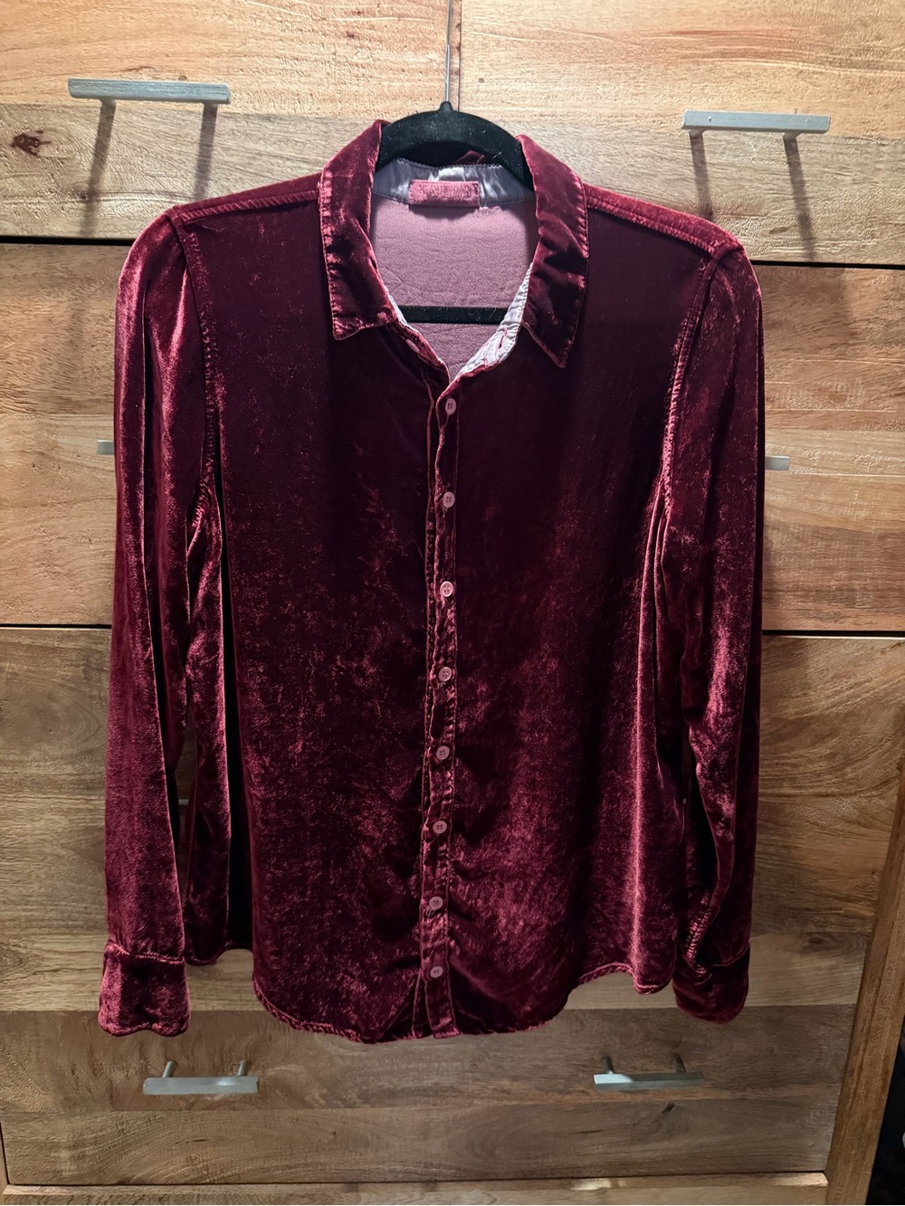 CP Shades Garnett Hill Romy Burgundy Velvet Button-Down Shirt